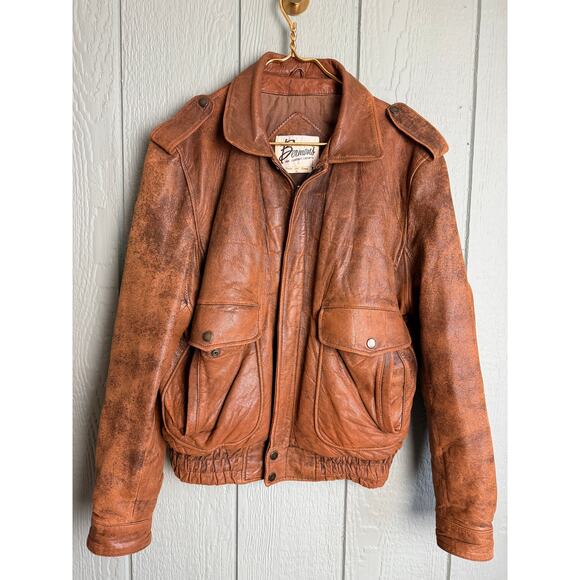 Vintage Berman’s Leather Experts Bomber Jacket Distressed Brown – Size Small - Picture 1 of 10